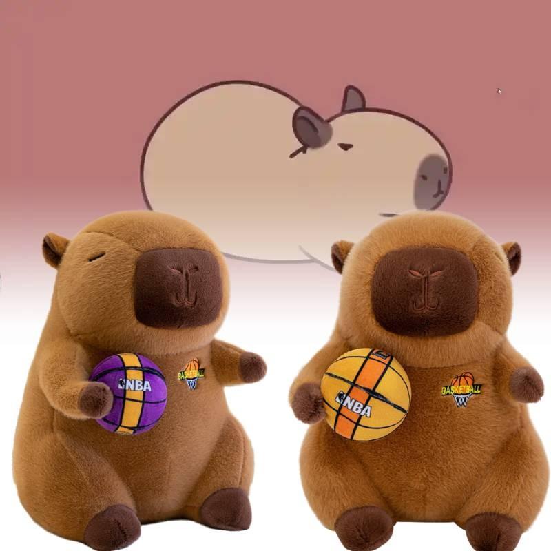 Capybara Basketball Plush Toy Cartoon Stuffed Animal Doll Room Decoration Gifts
