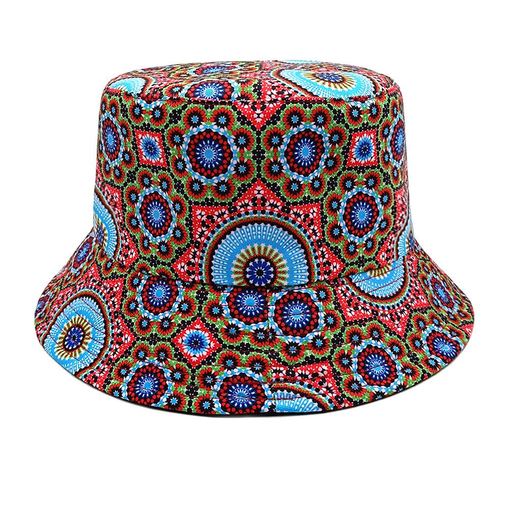 Retro Pattern Bucket Hats for Women Men Summer Outdoor Travel Sunscreen Reversible Fisherman Hat Female Decorate Panama Hip Hop