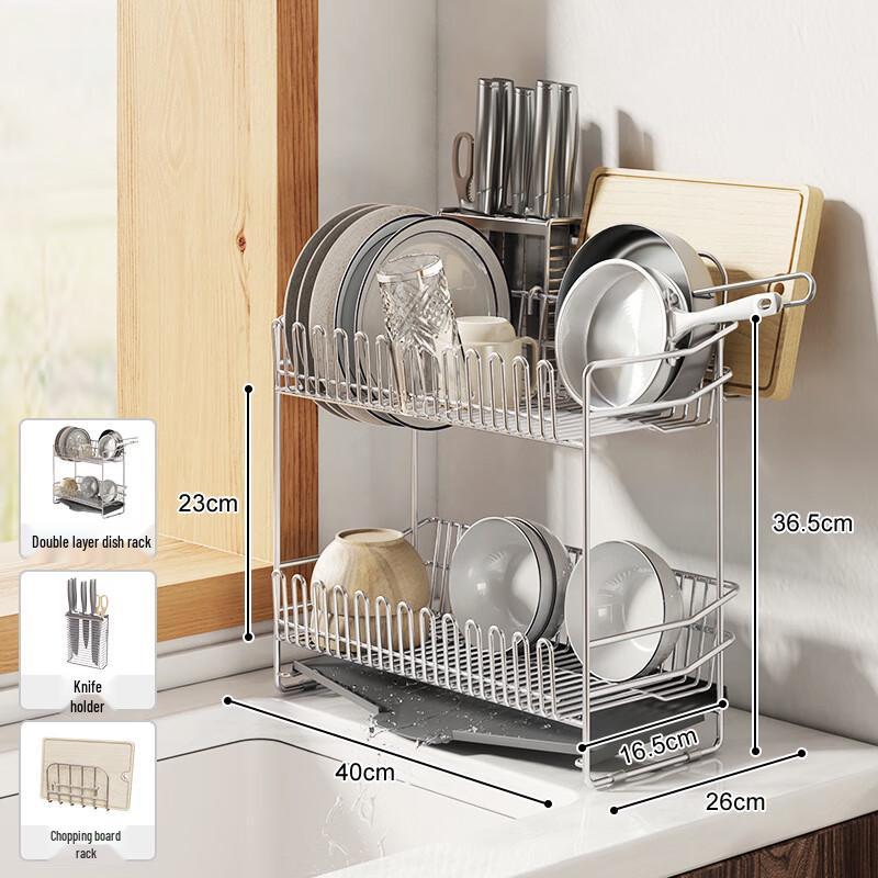 

Kitchen Sink Dish Drying Rack with Cutlery Storage