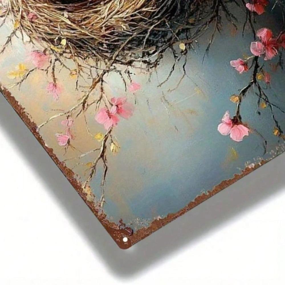 Vintage Bird Nest Metal Wall Poster 8x12 inch for Living Room