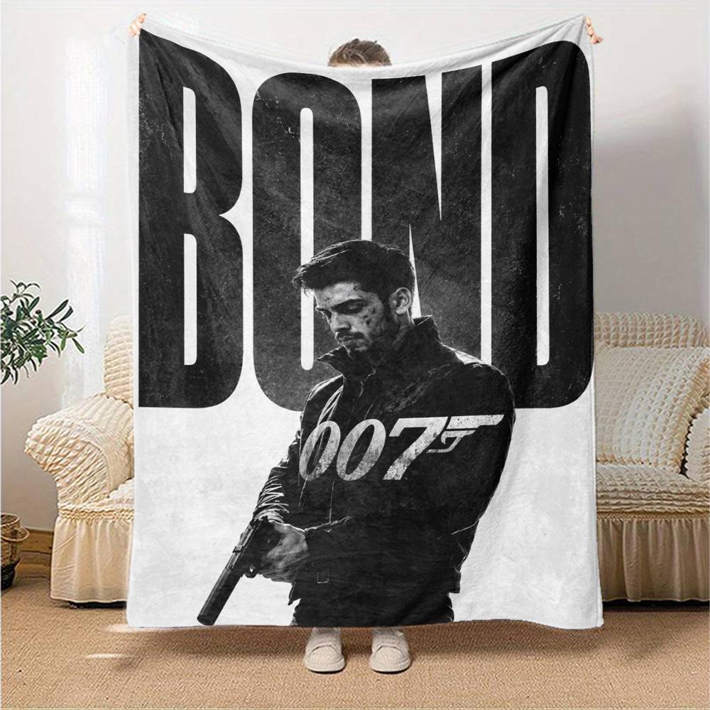 007 James Bond Theme Printed Blanket - Perfect for Couch, Bed, Travel & Outdoor Use | Machine Washable, Cozy & Durable.
