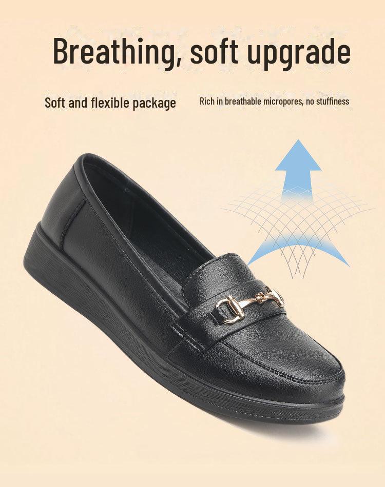 Äkta Läder Mjuk Sula Damskor, Vår/Höst Nötskinn Komfort för Medelålders och Äldre, Stor Storlek Finns.