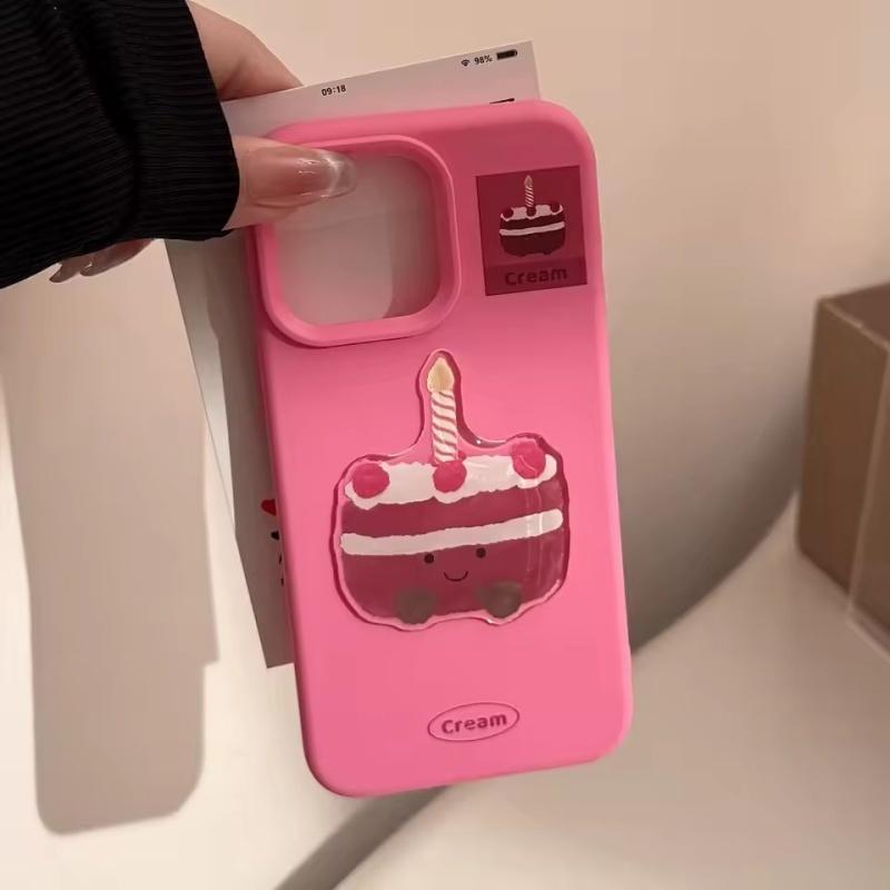 

Raspberry birthday cake candle Dessert Phone case For iPhone 16 15 14 13 12 11 Pro Max Case Cute Luxury Cartoon shockproof Cover iPhone 11