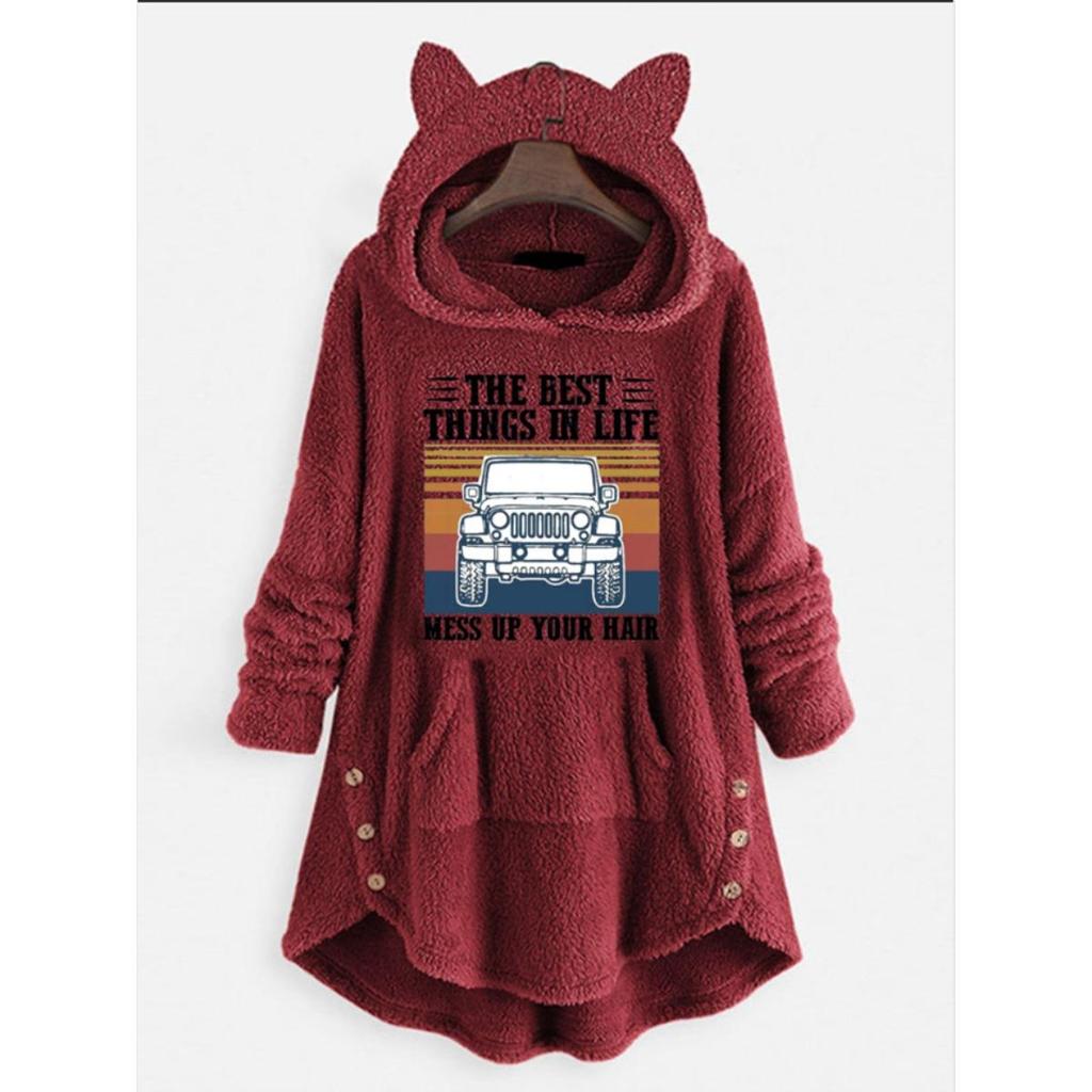 Autumn and Winter Hoodie, Women's Hooded Long Sleeved Double-sided Velvet Women's Oversized Jacket