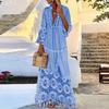 Spring Summer Long Dress Boho Lace Tassel Splicing