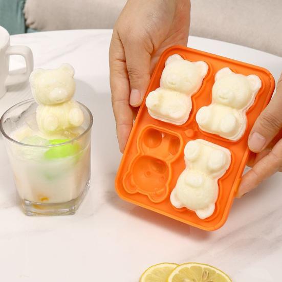 Ice Cube Mold Bear Shape Ice Making Mold Food-Grade Flexible Silicone Ice Tray for Drinks Candy Chocolate