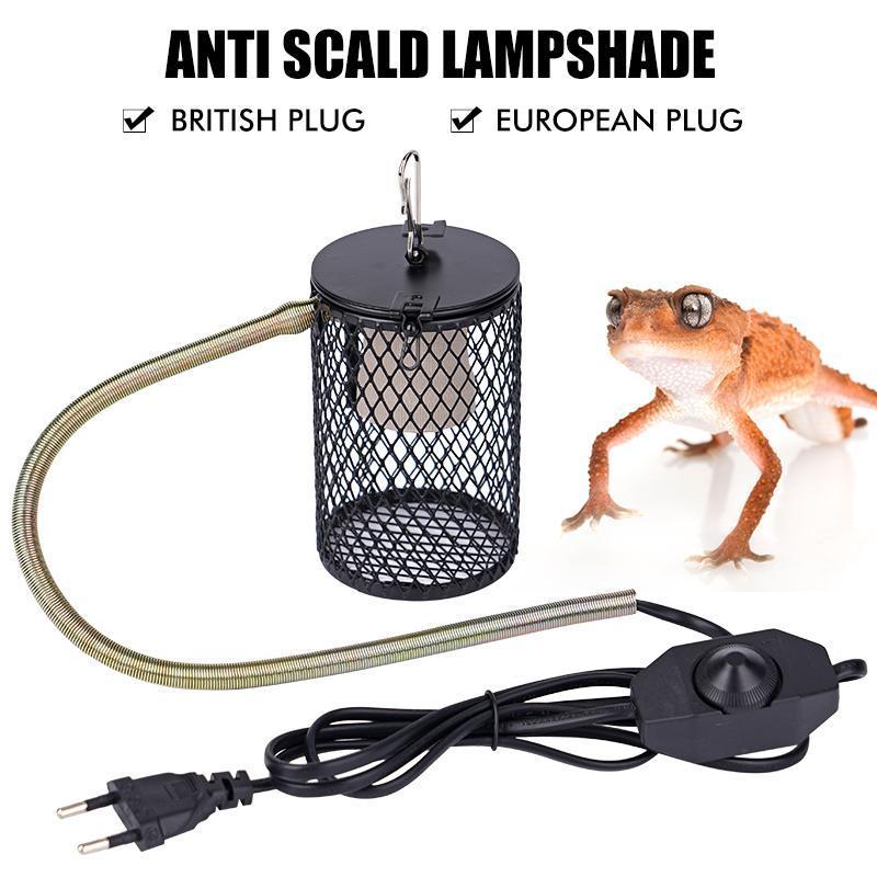 220V Reptile Heat Lampshade Pet Heater Lamp Guard Timeable Anti-Scalding Preservation Infrared Ceramic Heat Lamp Lizard Turtles