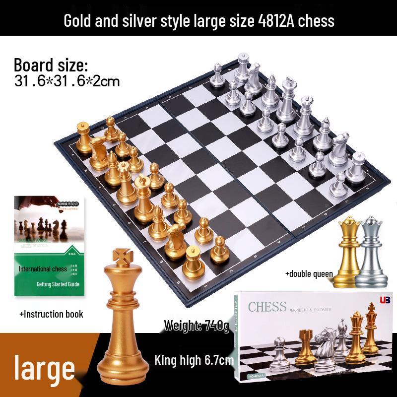UB Magnetic Chess Set - Folding Chessboard for Beginners (Large & Medium Sizes)