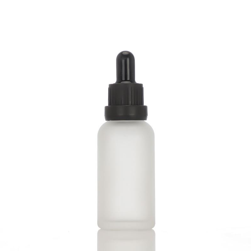 Transparent 30ml Glass Essential Oil Bottle with Frosted Rubber Dropper - Travel-Size Cosmetic Sample Container