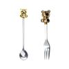 6 PCS Bear Shape Appetizers Cake Spoons/Fruit Forks Stainless Steel Material Coffee Spoons/Dessert Forks Party Supplies