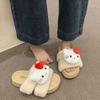 Going out thick-soled fluffy cotton slippers cute cartoon warm fluffy slippers women's outer wear season