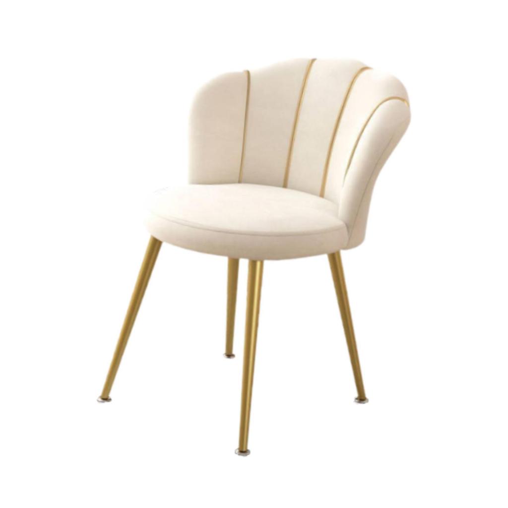 Vanity Chair Light Luxury Upholstered Seat for Beauty Salon Dining Room Cafe Beige