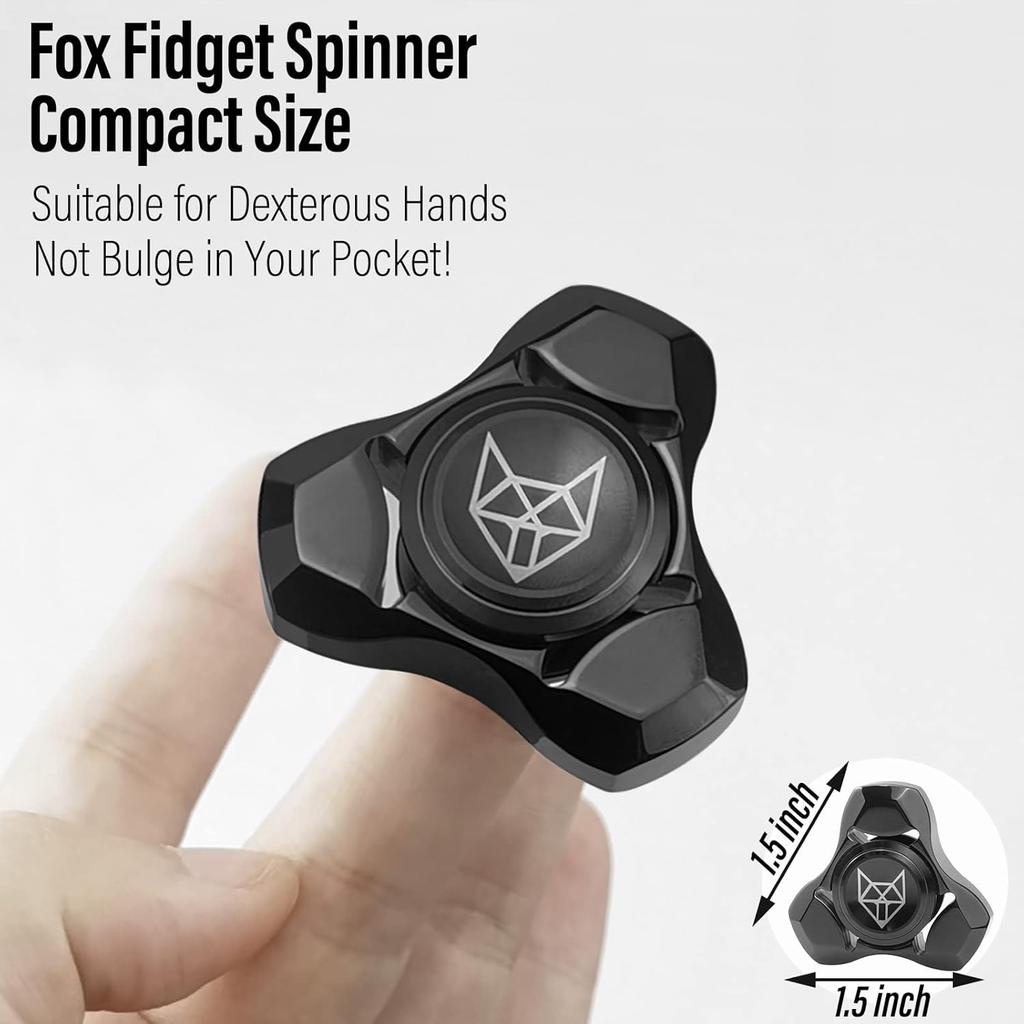 Metal Fidget Spinner for Adults, Stainless Steel Heavy Spinning Toys, Small Mini Fox Hand Gyro, Bearing Premium Long High Spin Fidget Block, Silver