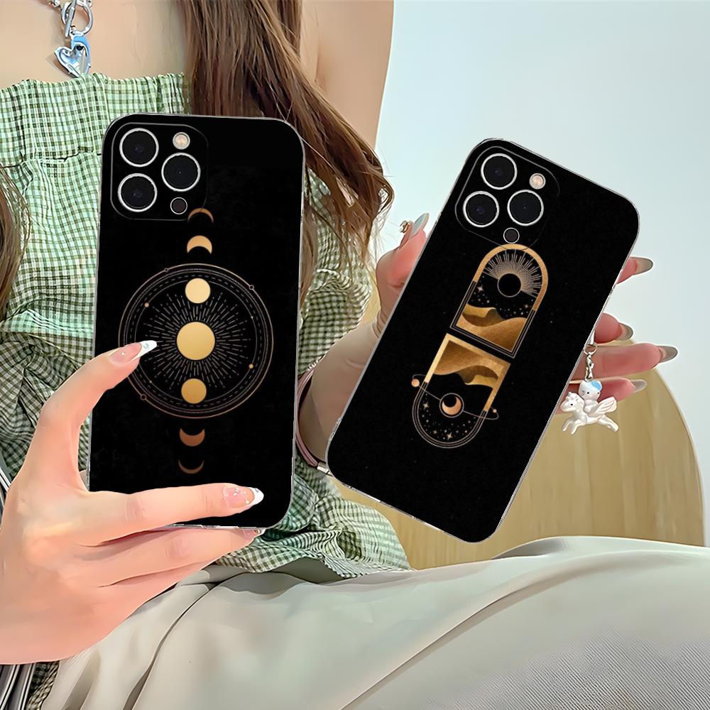 Sun Moon Mobile Cell Phone Case for iPhone 17 16 15 14 13 12 11 X XR XS Air Pro Max Plus Mini Clear Colorful Cover Cellphones