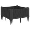 VidaXL Jardinière avec piquets noir 42,5x42,5x28,5 cm PP, bac à fleurs, support de jardinière, support de fleurs, bac à 368002