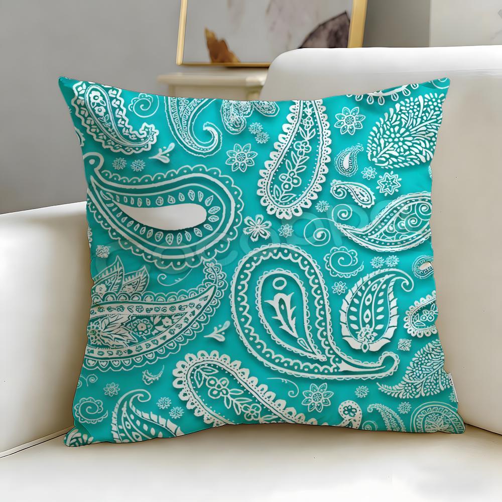 Paisley Pattern Cushion Cover Soft EasyWash Pillow Case Versatile for Couch Bed Travel and Office
