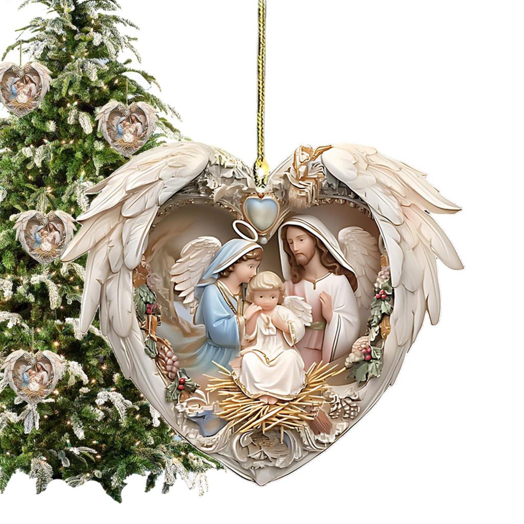 2D Acrylic Nativity Christmas Pendant Christmas Tree Ornaments Home Decor 2025 Xmas Navidad 2026 New Year Party Supplies