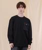 Ellamo Terry Basic Plain Square Pocket Oversized Sweatshirt [Black]