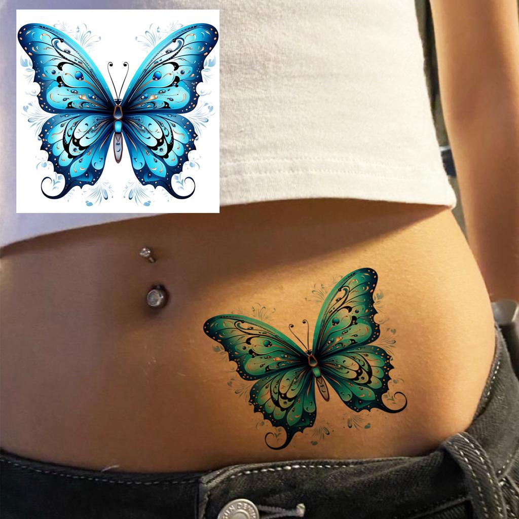 1 Sheet Butterfly Temporary Tattoos For Women Hands Clavicle Neck, Fake Tattoo Stickers Waterproof Long Lasting Realistic Tatoos