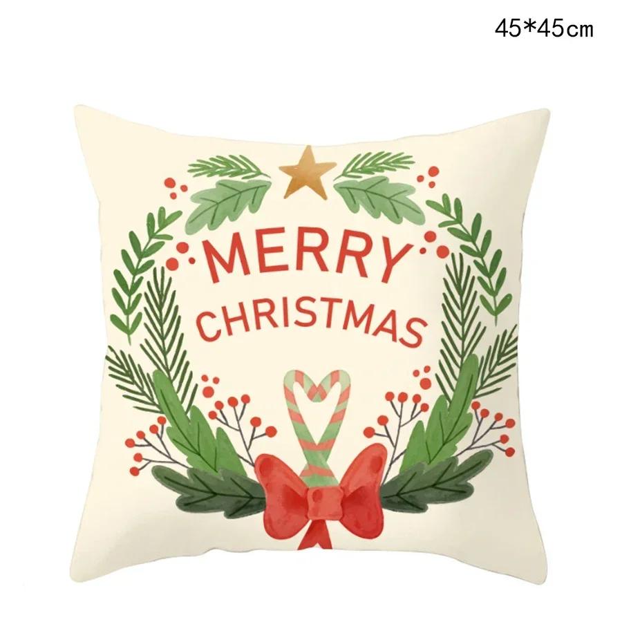 Federa per Cuscino di Natale Cartone Animato Babbo Natale Pan di Zenzero Auto Copricuscino Ghirlanda di Natale Casa