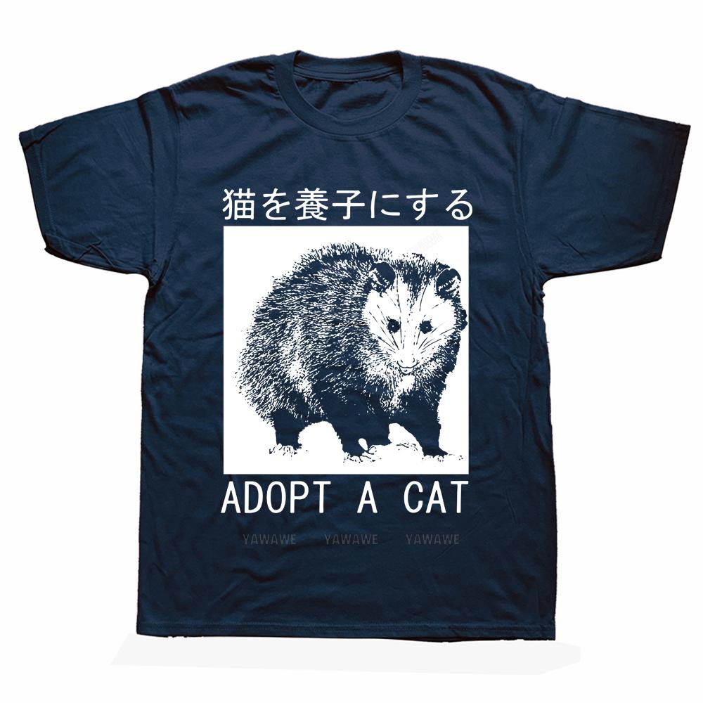 Adopt A Cat Opossum Japanese T Shirts Graphic Cotton Streetwear Short Sleeve Birthday Gifts Summer Style Tshirt Unisexs Clothing S