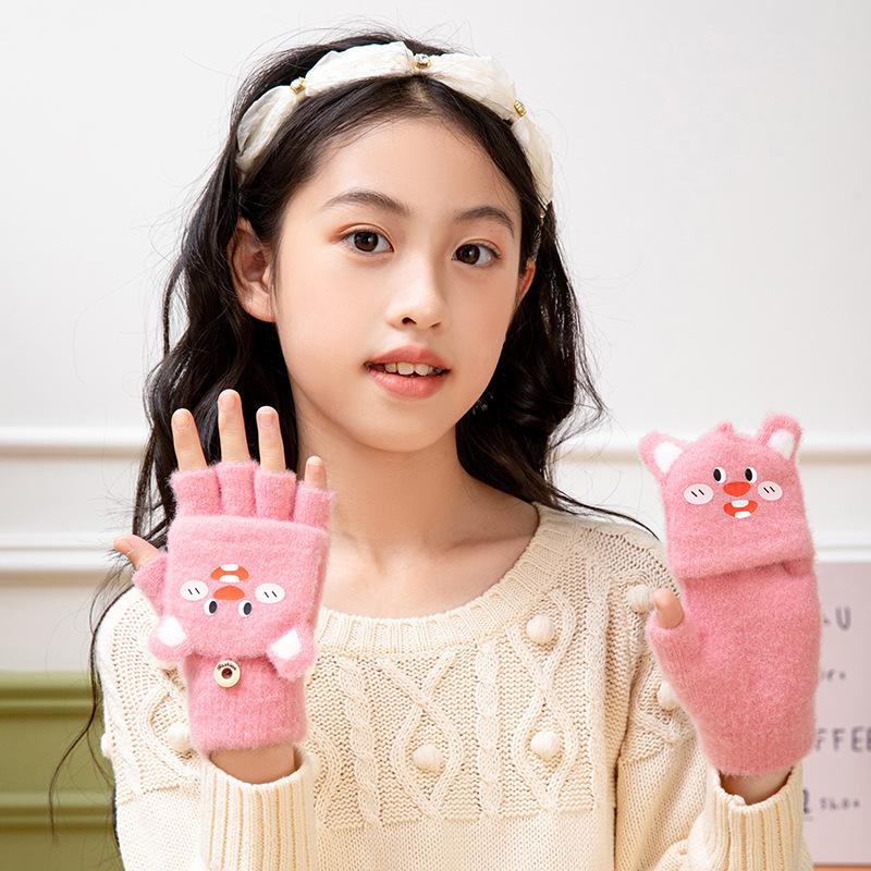 Season thickened cute bare finger writing riding flip half finger warm