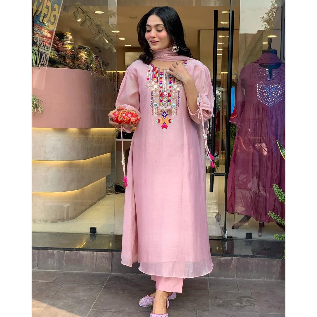 Indische Damen Kurti Salwar Anzug Bollywood Partykleidung Kurta Hose Dupatta Set Kleid