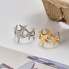 Finger Ring Universal Basic Stacking Style Adjustable Open Band Stainless Steel Texture Star Shape Finger Band Jewelry Gift