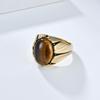 European and American Retro Tiger Eye Titanium Steel Ring Mens Oval Egg Shaped Black Gemstone