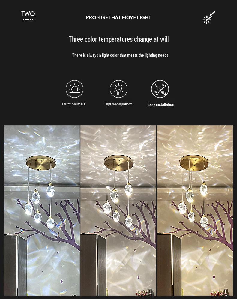 Modern Crystal Duplex Pendant Lamp for Luxury Mezzanines and Lofts