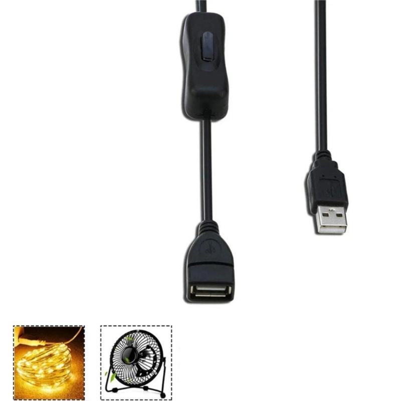 Convenient USB Male To Female Extension Cord Cable With Button Switches Support Power Supply For LED Strips And USB Fan