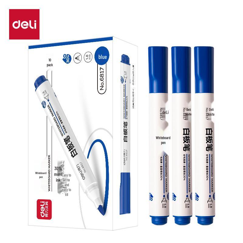 Deli 6817 Black Erasable Whiteboard Marker - Water-Based, Large Tip, Easy to Write and Erase
