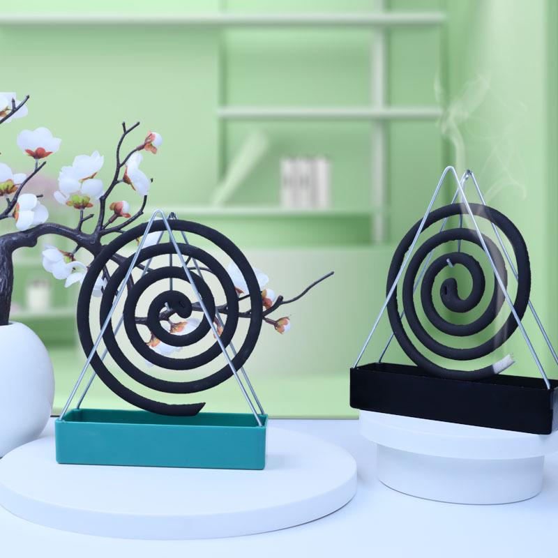 Creative Sandalwood Mosquito Coil Holder with Ash Catcher - Wrought Iron Triangle Incense Burner Tray