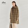 Elva' Island Women's Retro Plaid Wool Coat