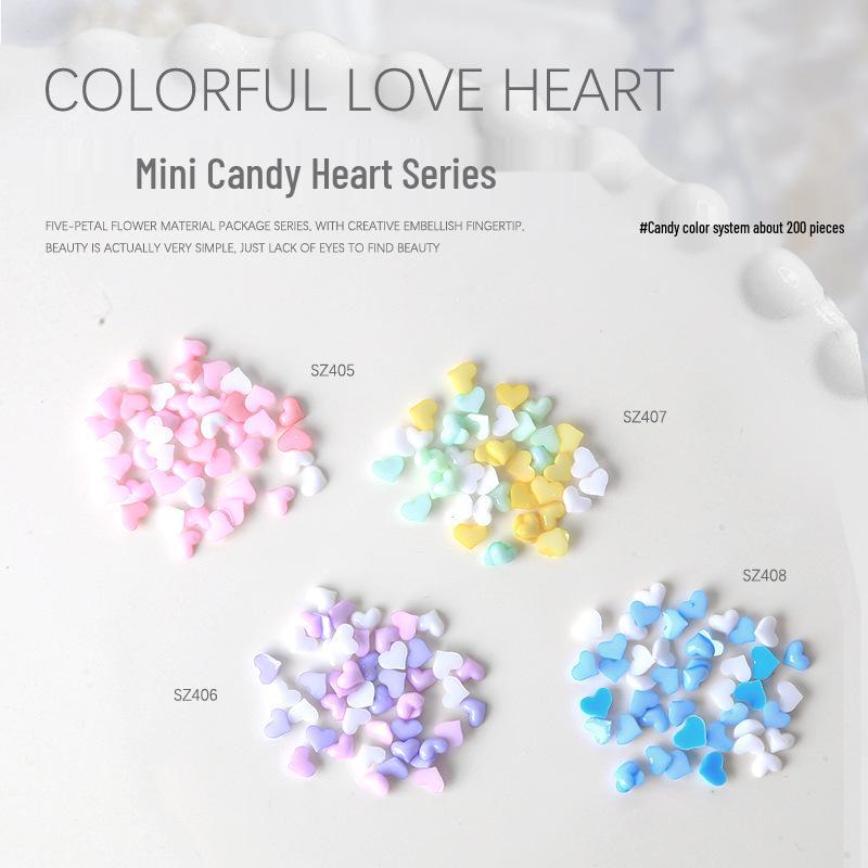 Macaron Candy 3D Heart Resin Nail Art Charms – 200 Pieces