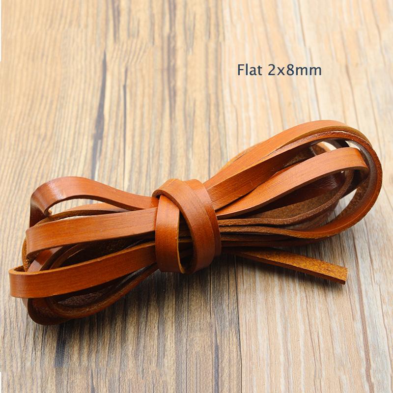 2m 1.5- 8 mm Retro Brown Genuine Cow Leather Cord for Jewelry Findings Flat Round Strap String Rope DIY Bracelet Necklace Making