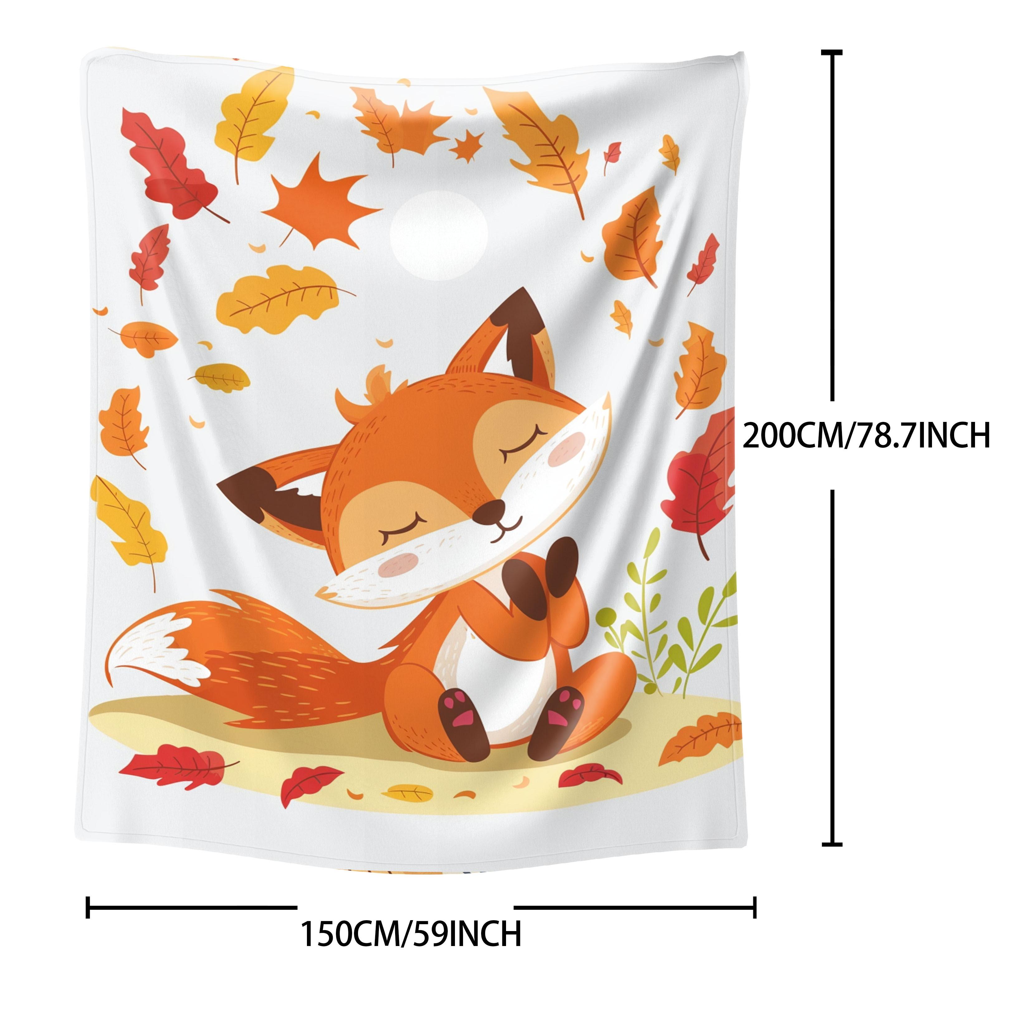 

Cozy Little Fox Flannel Throw Blanket - Soft, Lightweight & Warm for All Seasons - Perfect for Bed, Sofa, Office, Camping 75x90cm