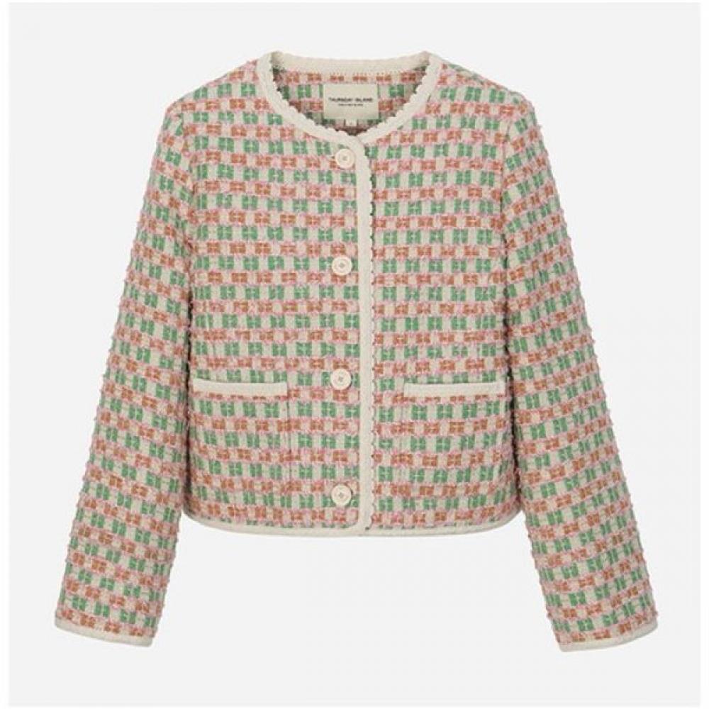 

Thursday Island Lace Detail Tweed Jacket T262mjk138w Green (GN)/S