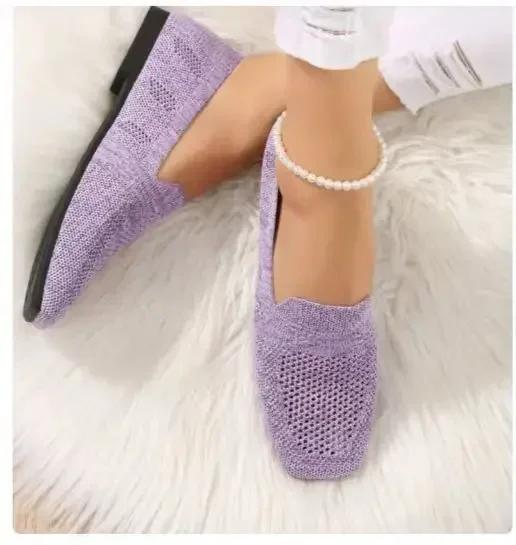 Femmes Maille Bout Carré Respirant Chaussures Décontractées Halloween Automne Quotidien Simple Découpé Chaussures Plates Zapatos De Mujer 2024