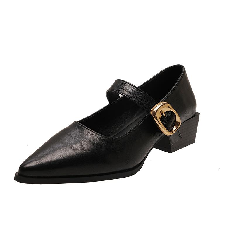 

Simple pointed Mary Jane shoes women s spring 2025 new super thick heel with light thick heel solid color single shoes 35