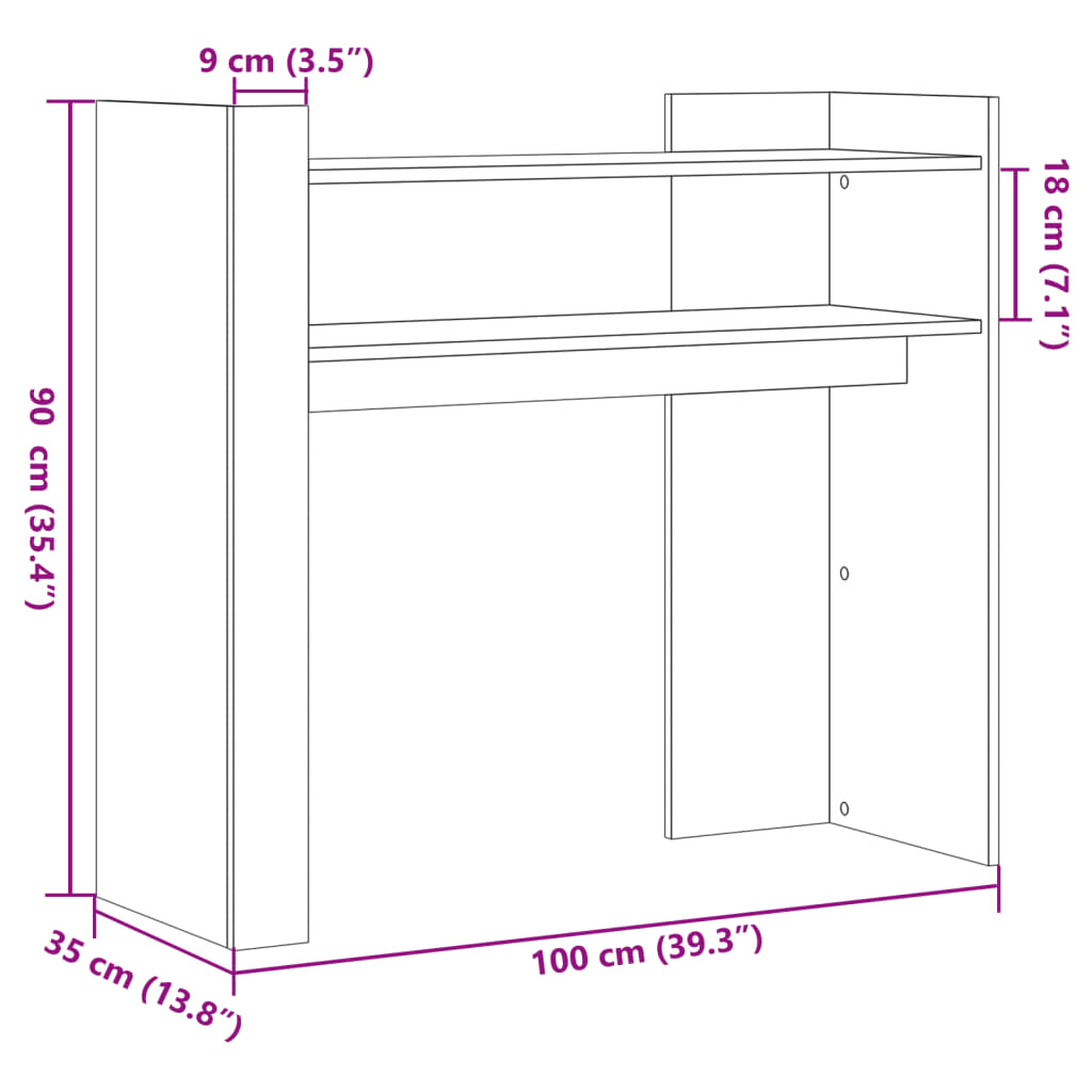 Vidaxl Stolik Konsolowy, Czarny, 100X35X90 Cm, Materiał Drewnopochodny