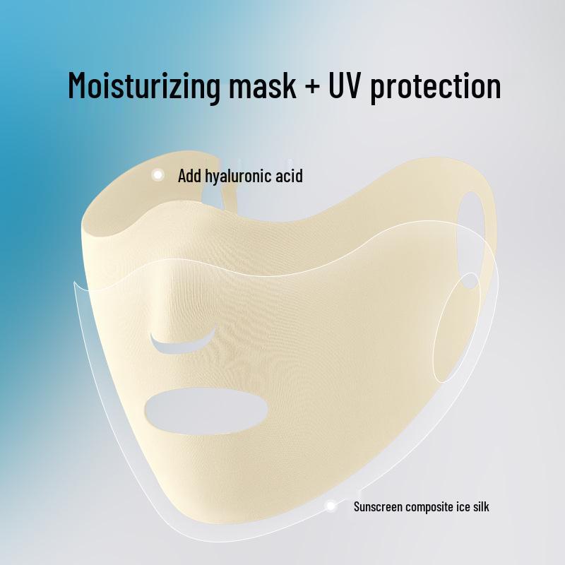Women's Ice Silk Sunscreen Mask - Breathable, Moisturizing, Seamless Ear-Hanging Sun Visor