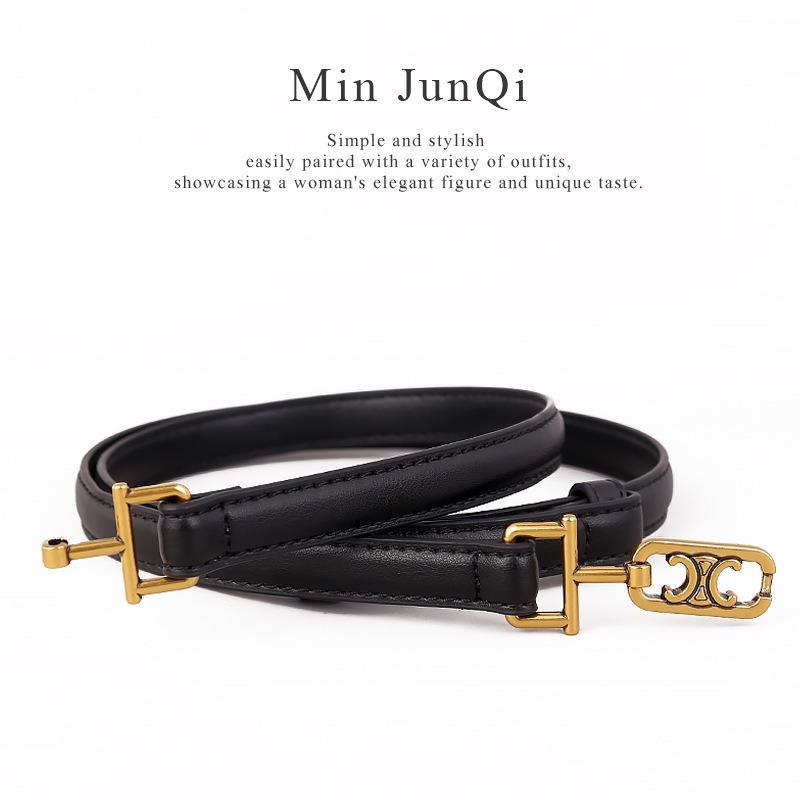 New leather retro cowhide belt Women's fashion niche design high-end sense adjustment belt