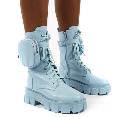 Rimocy Mode Gesp Zak Chunky Platform Laarzen Dames Roze Veters Enkellaarsjes Vrouw Punk Stijl Plus Maat Motorschoenen 43