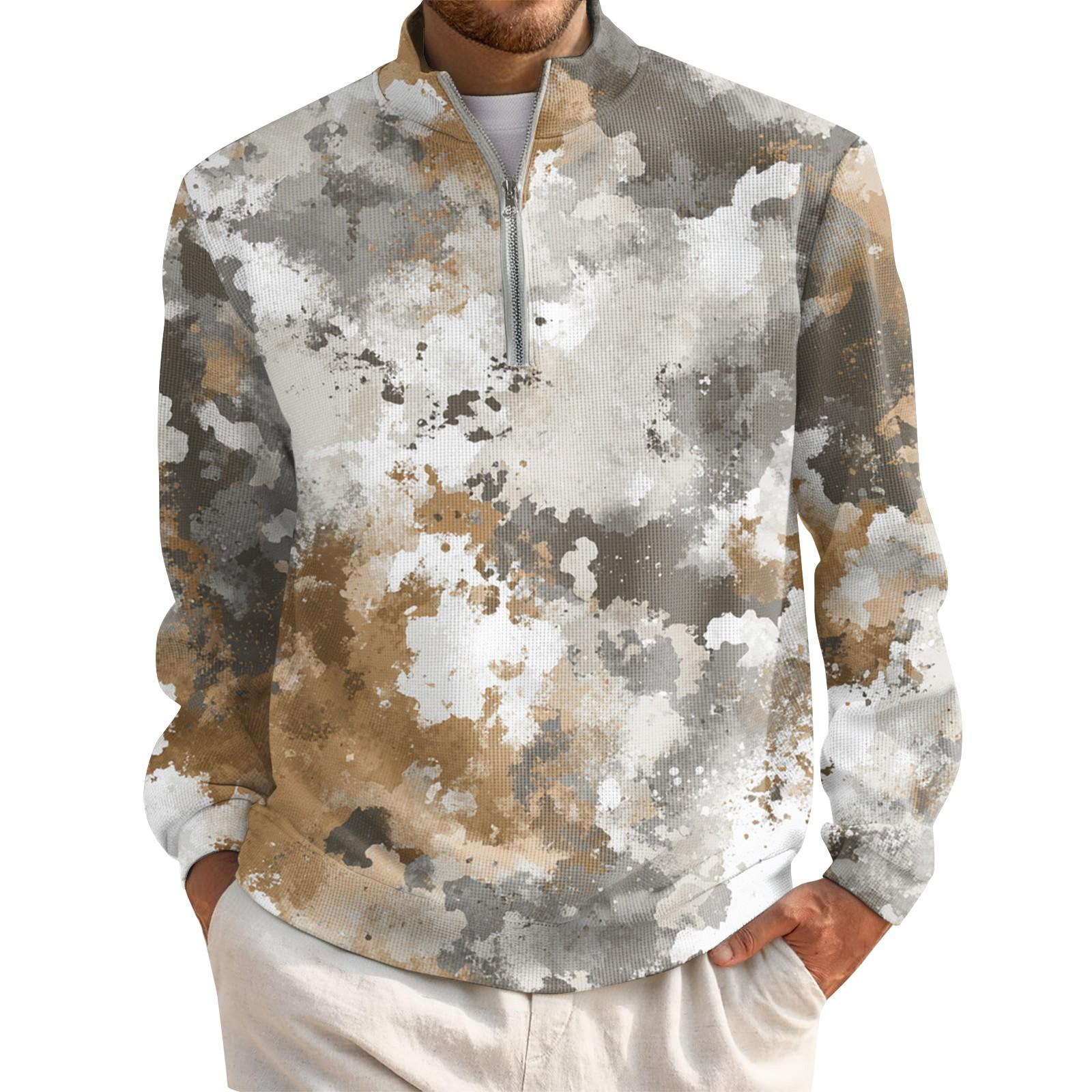 

Чоловічий короткий пуловер на блискавці з коміром-стійкою та довгим рукавом XL білий