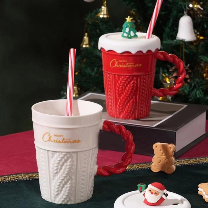 Christmas Themed Beverage Cup Seasonal Ceramic Mugs Practical Christmas Hot Beverage Cup for Coffee Milk