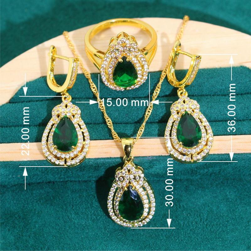 Fashion Cross Border Jewelry European and N Hot Zircon Bracelet Necklace Earrings Jewelry Set