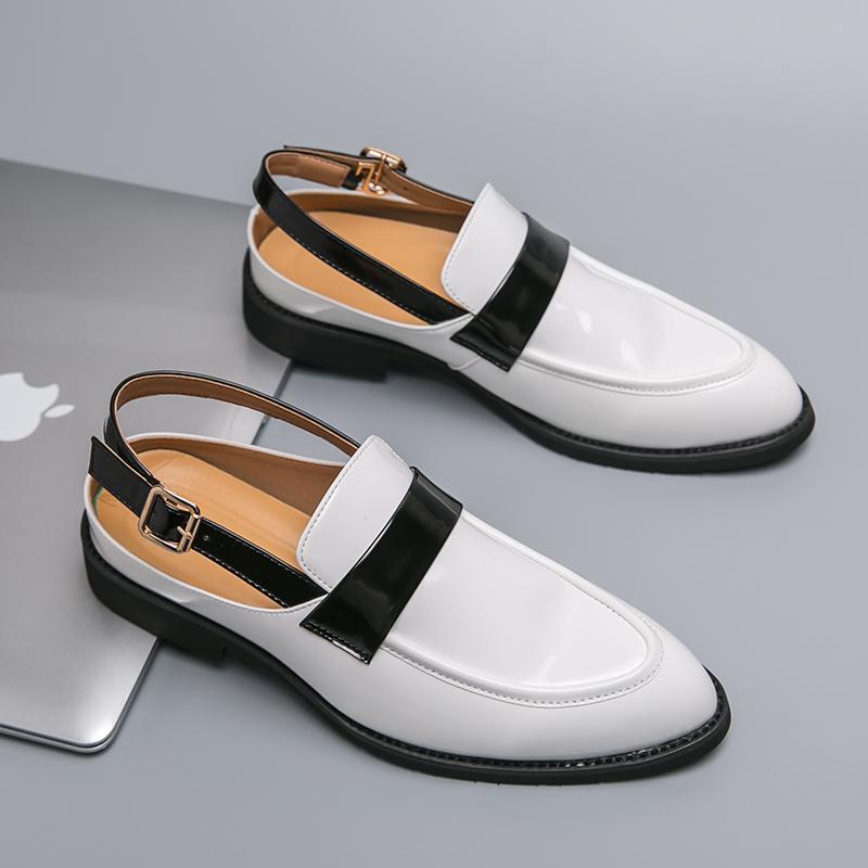 Fashion Summer White Wedding Dress Shoes Men's Business Office Sandals High Quality Mens Loafers Brand Outdoor Flat Bottom Driving Shoes