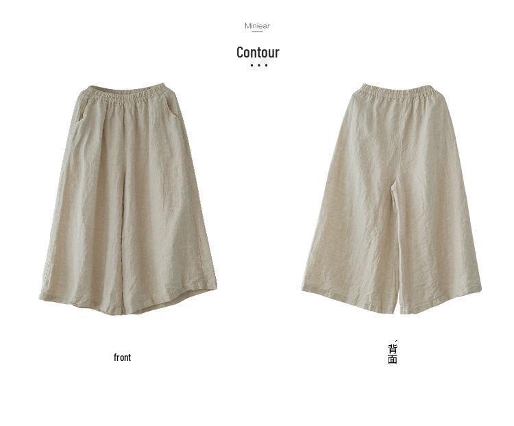2022 Summer Plus Size Cotton Linen Wide-Leg Casual Pants - Breathable, Slimming, Artistic Design