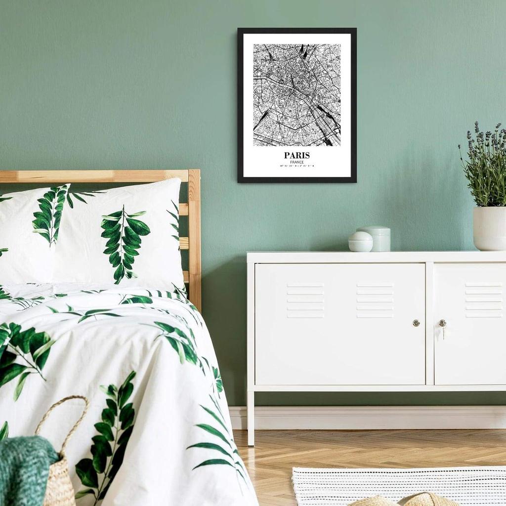 Eleville 11X14 Unframed Paris France City View Abstract Road Modern Map Art Print Poster Wall Office Home Decor Minimalist Line Art Hometown
